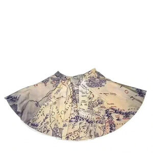 Map Skirt Sz XS Beige Blue Red Novelty Brand Unknown Mini Kneelength *Read*